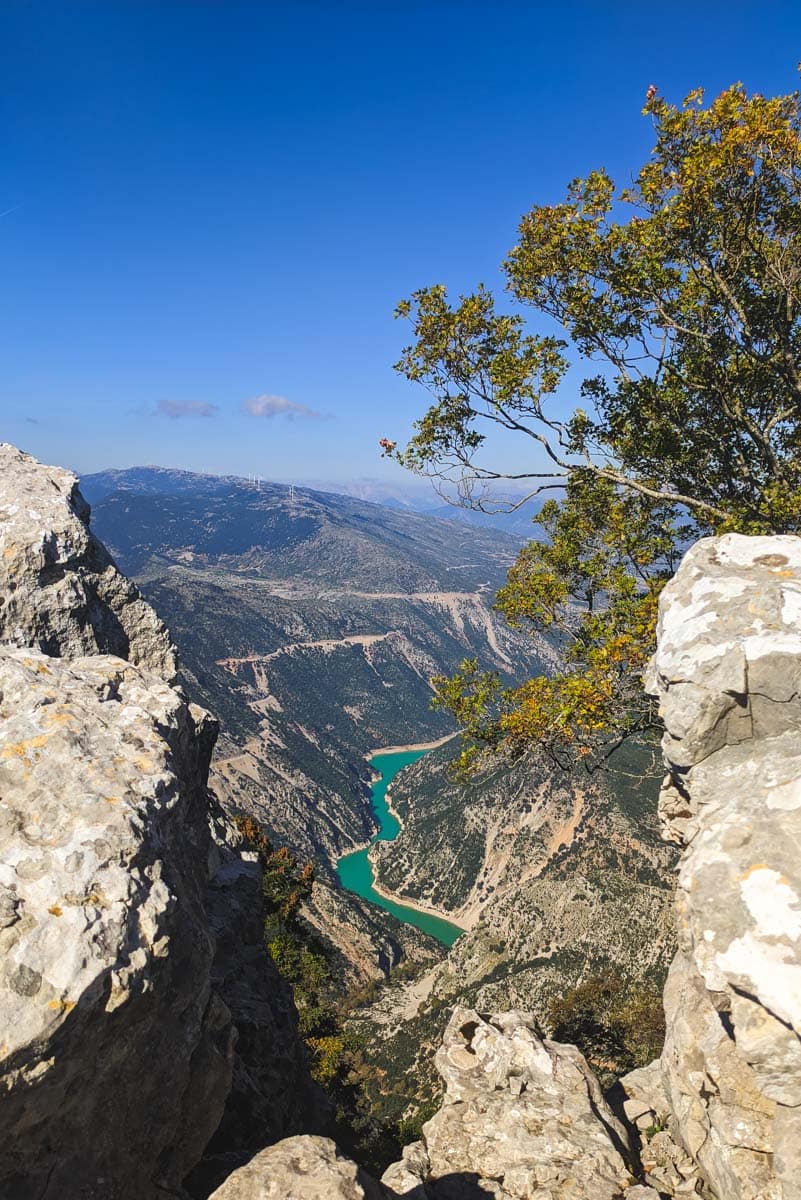 The Acheloos River as seen from the top of Mount Kanala.