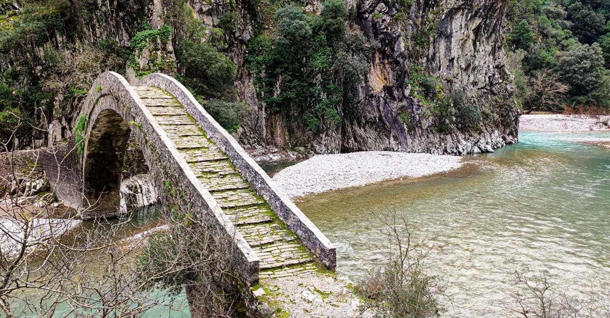 The stone bridge of Artotiva in Etoloakarnania.